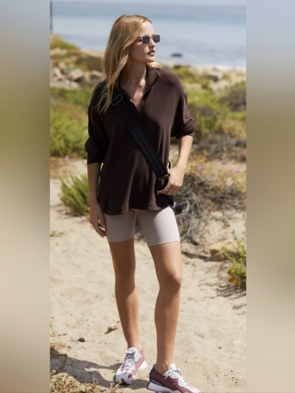 Varley Roeder Half Zip Midlayer Restore Jersey Pullover Choc Brown L Athleisure